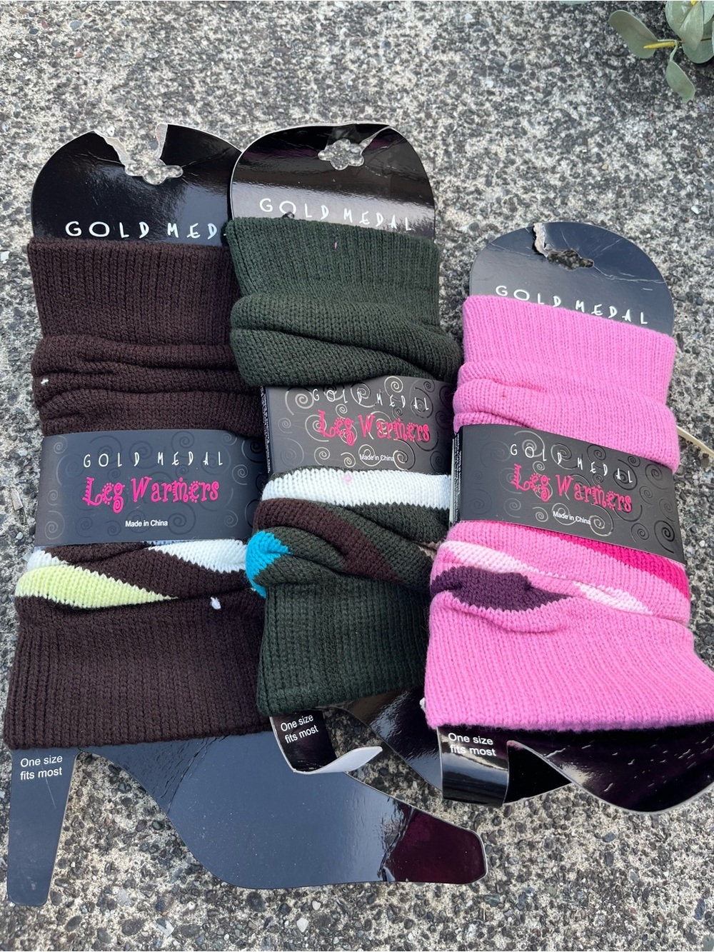 Gold Medal Leg Warmers - Brown, Olive Green & Pink